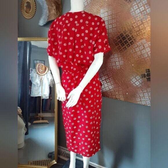 Vintage Abstract Print Button Down Midi Dress - Picture 13 of 13